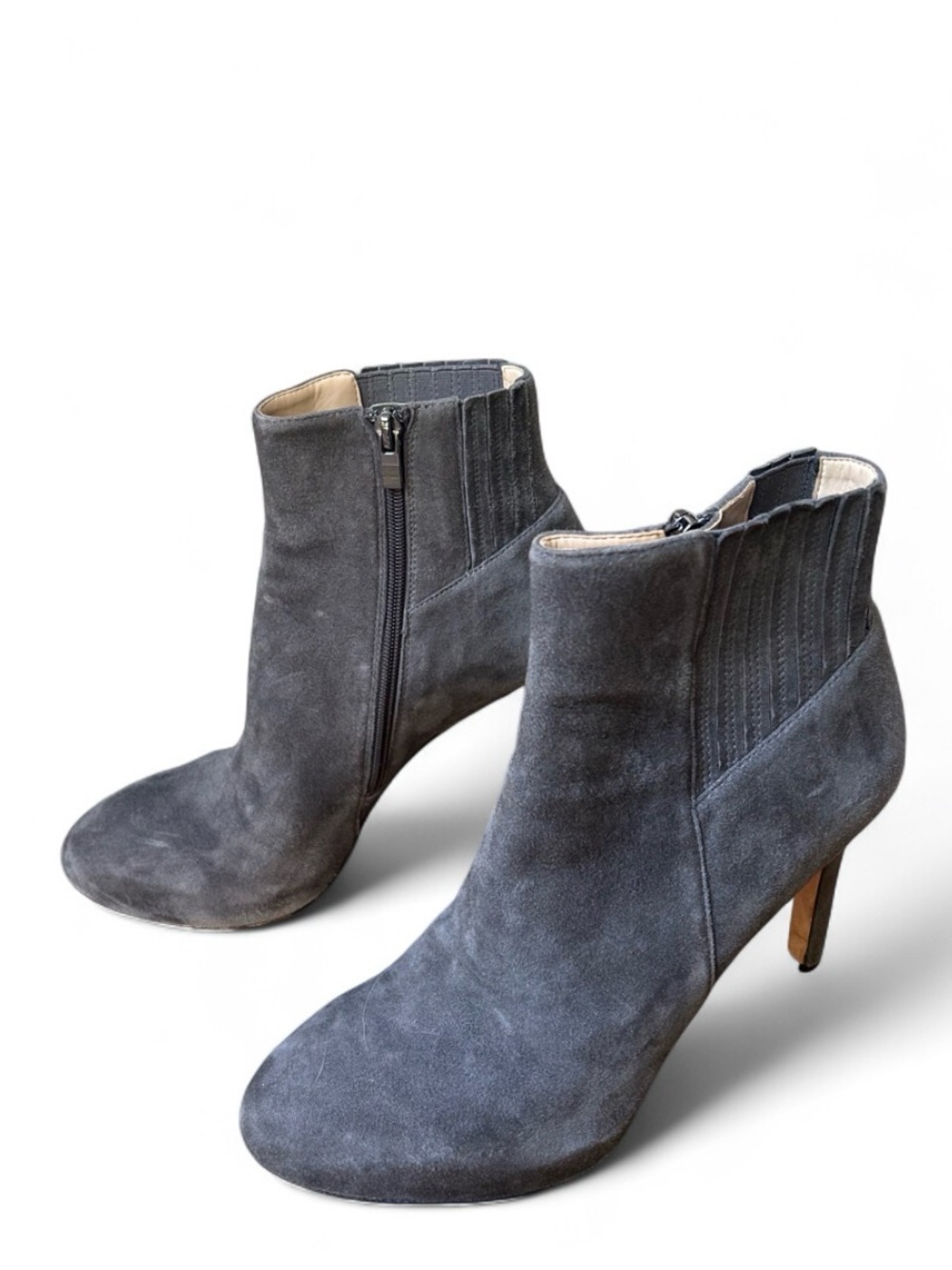 Via Spiga Gray Suede Stiletto Ankle Boots Size 9.5